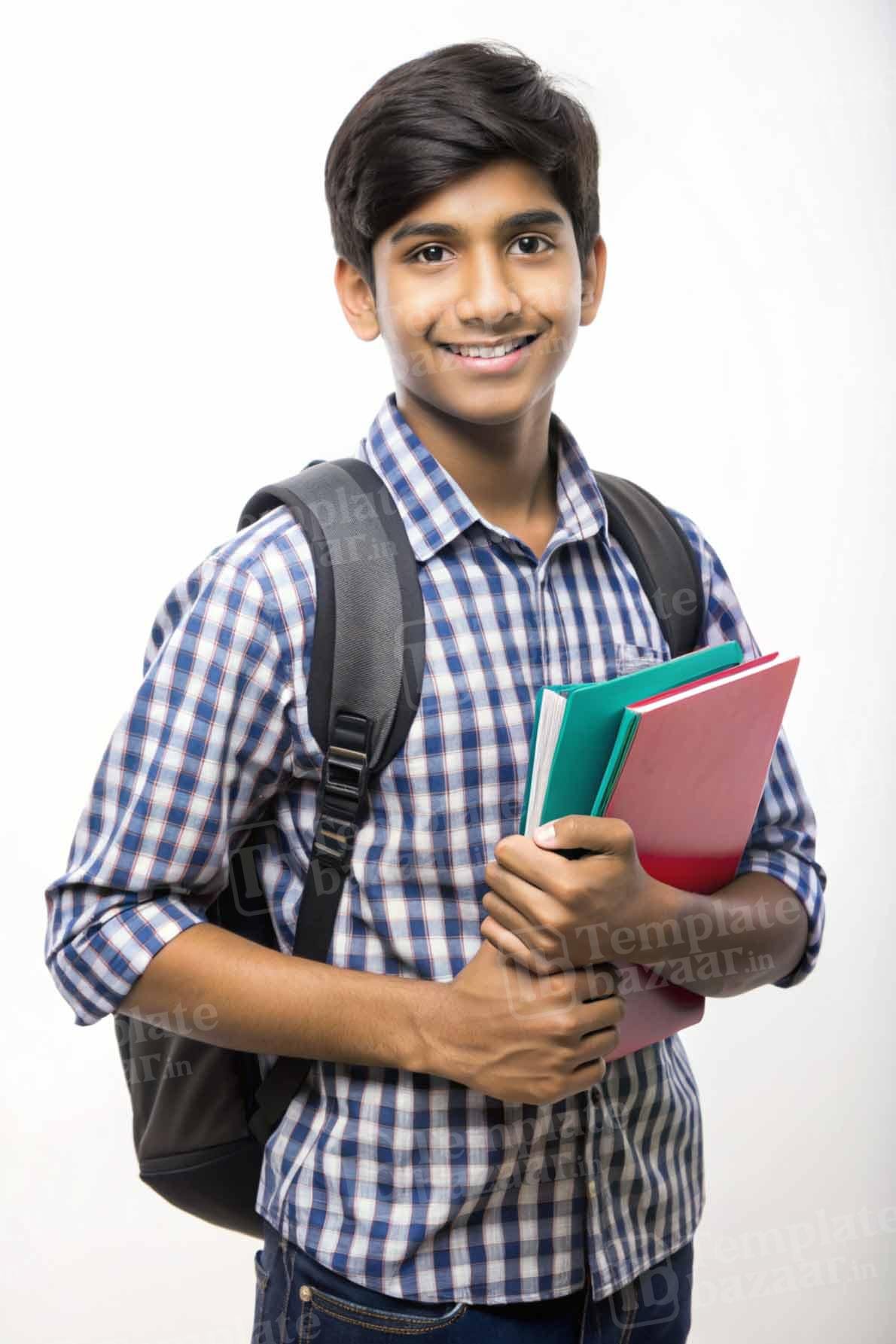 Indian young student with white background