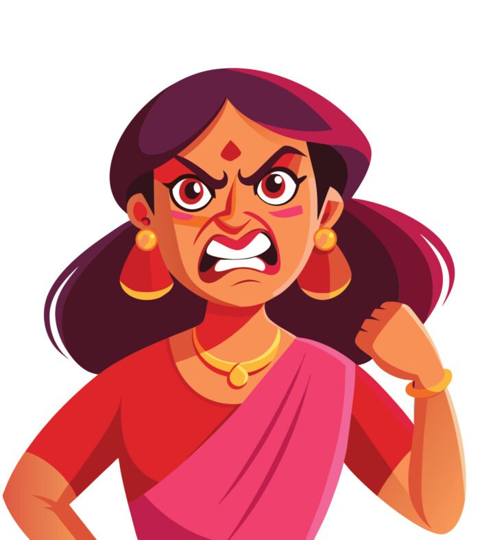 Indian Angry Mother Vector