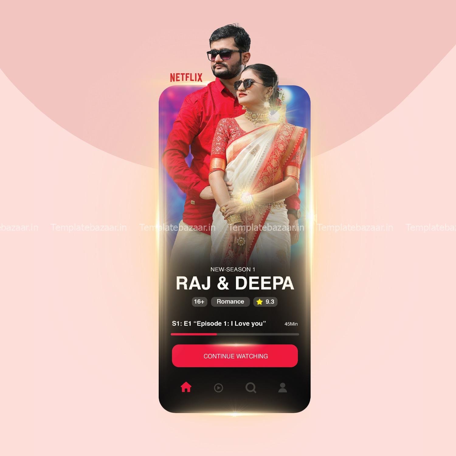 Netflix Wedding Invitation PSD