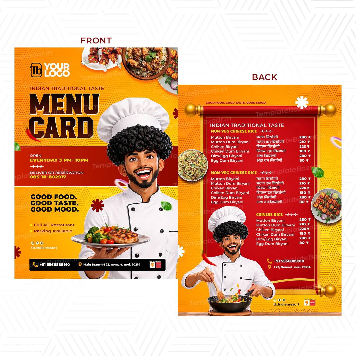 Menu Card PSD