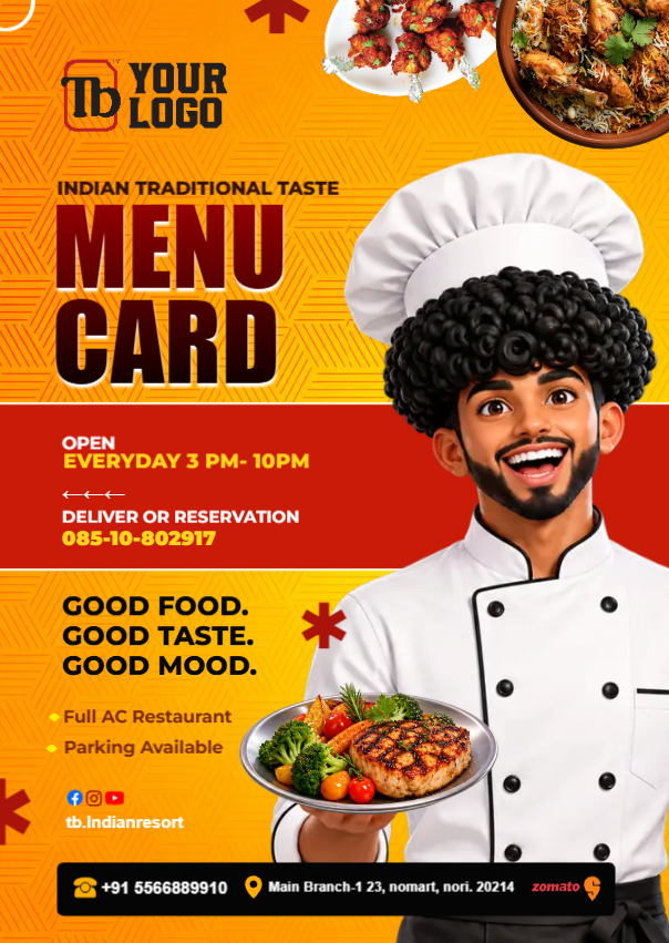 Indian Food Menu Card+
