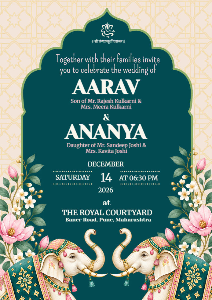 Royal Emerald Floral Wedding Invitation