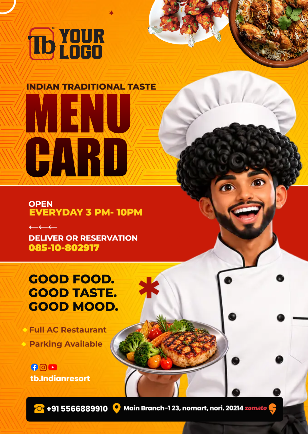 Indian Food Menu Card
