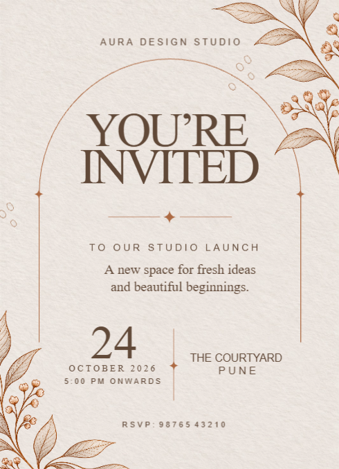 Studio Launch Invitation | स्टुडिओ उद्घाटन निमंत्रण